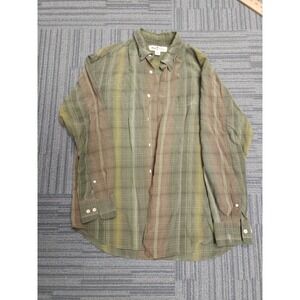 Vintage Tommy Bahama 100% Silk Long‎ Sleeve Green Plaid Button Down Shirt M